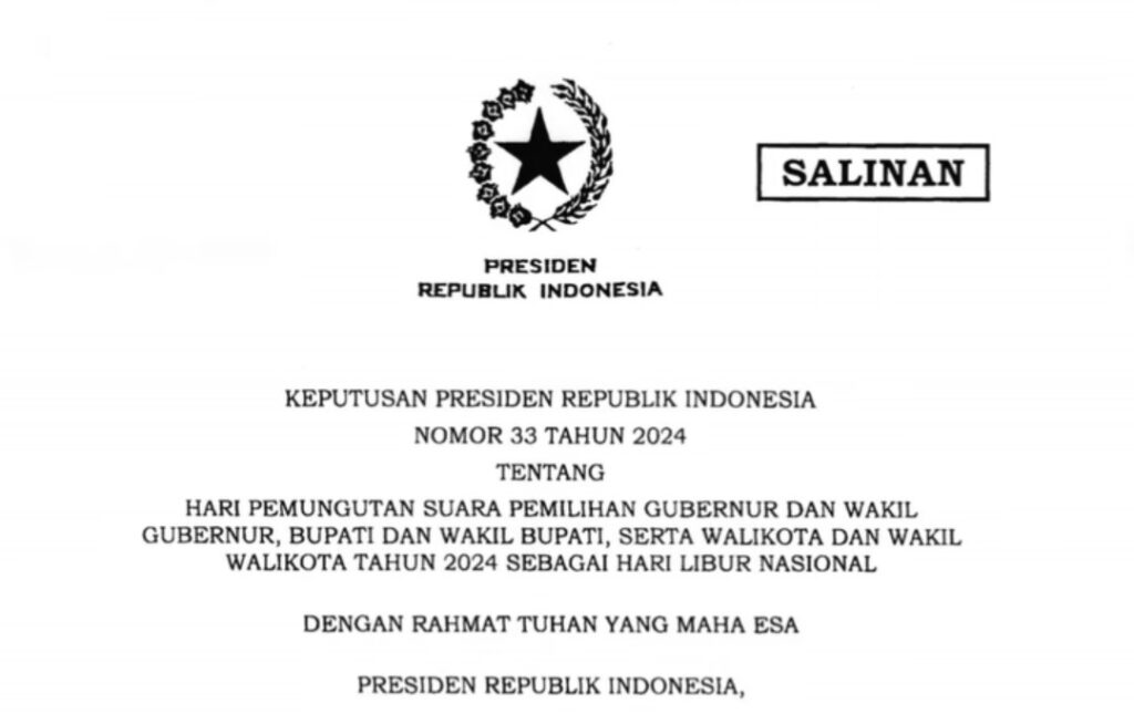 Resmi, Pemerintah Tetapkan Hari Pencoblosan Pilkada Libur Nasional