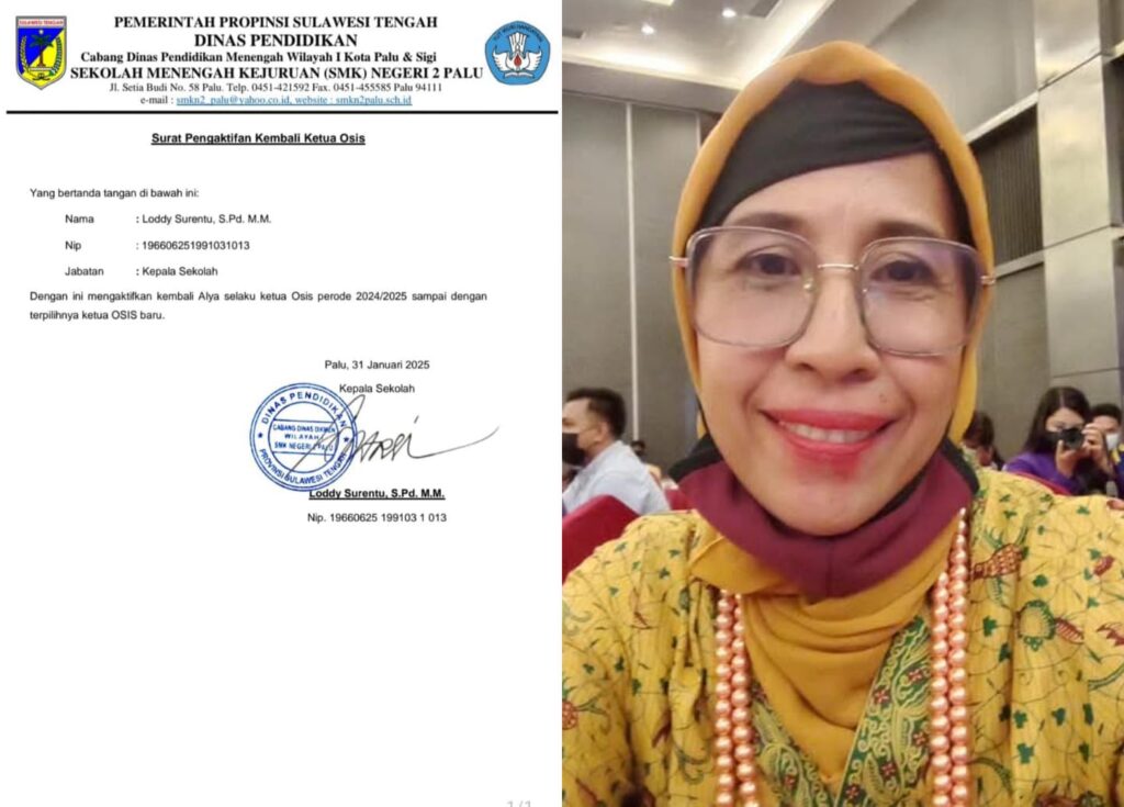 Patuhi Perintah Kadisdik, SMKN 2 Palu Kembali Aktifkan Alya sebagai Ketua OSIS