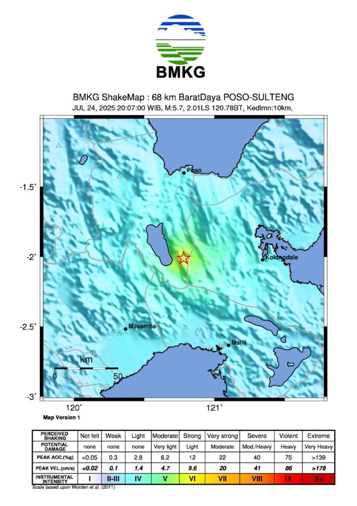 Gempa Magnitudo 6,0 Guncang Poso, BMKG: Tidak Berpotensi Tsunami