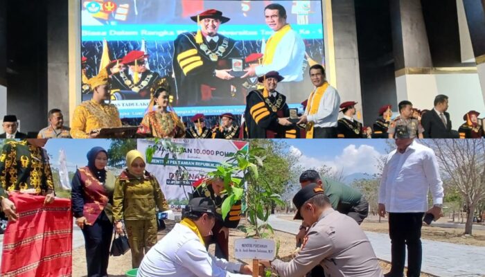 Mentan RI Hadiri Wisuda Untad di Palu: Bagi-bagi Bantuan hingga Tanam Pohon