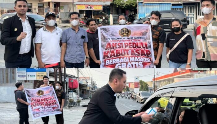 Peduli Dampak Kabut Asap, Advokat Palu Bagikan Masker kepada Masyarakat